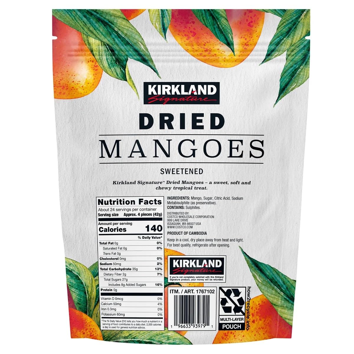 Kirkland Signature Dried Mangoes, Sweetened, 35 oz main image 0