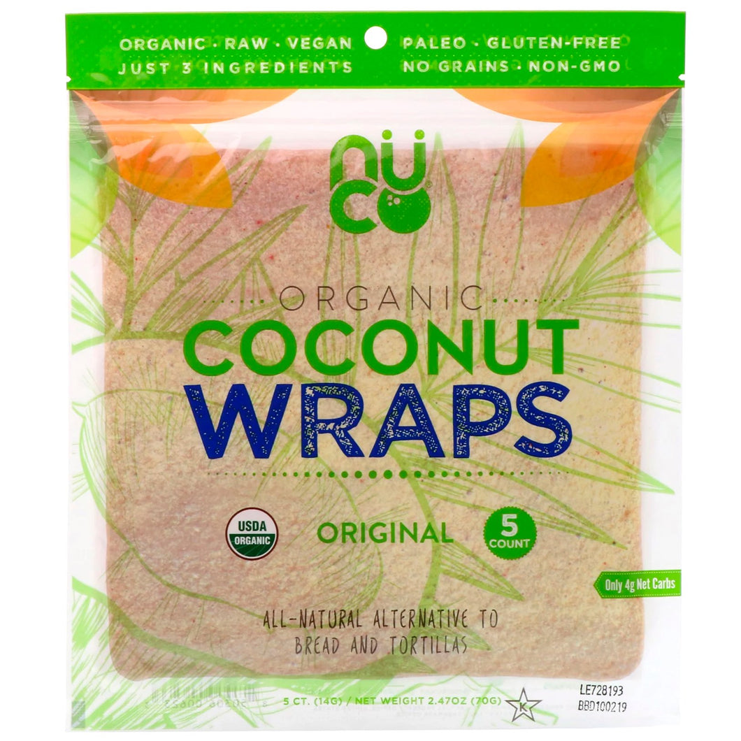 NUCO, Organic Coconut Wraps, Original, 5 Wraps