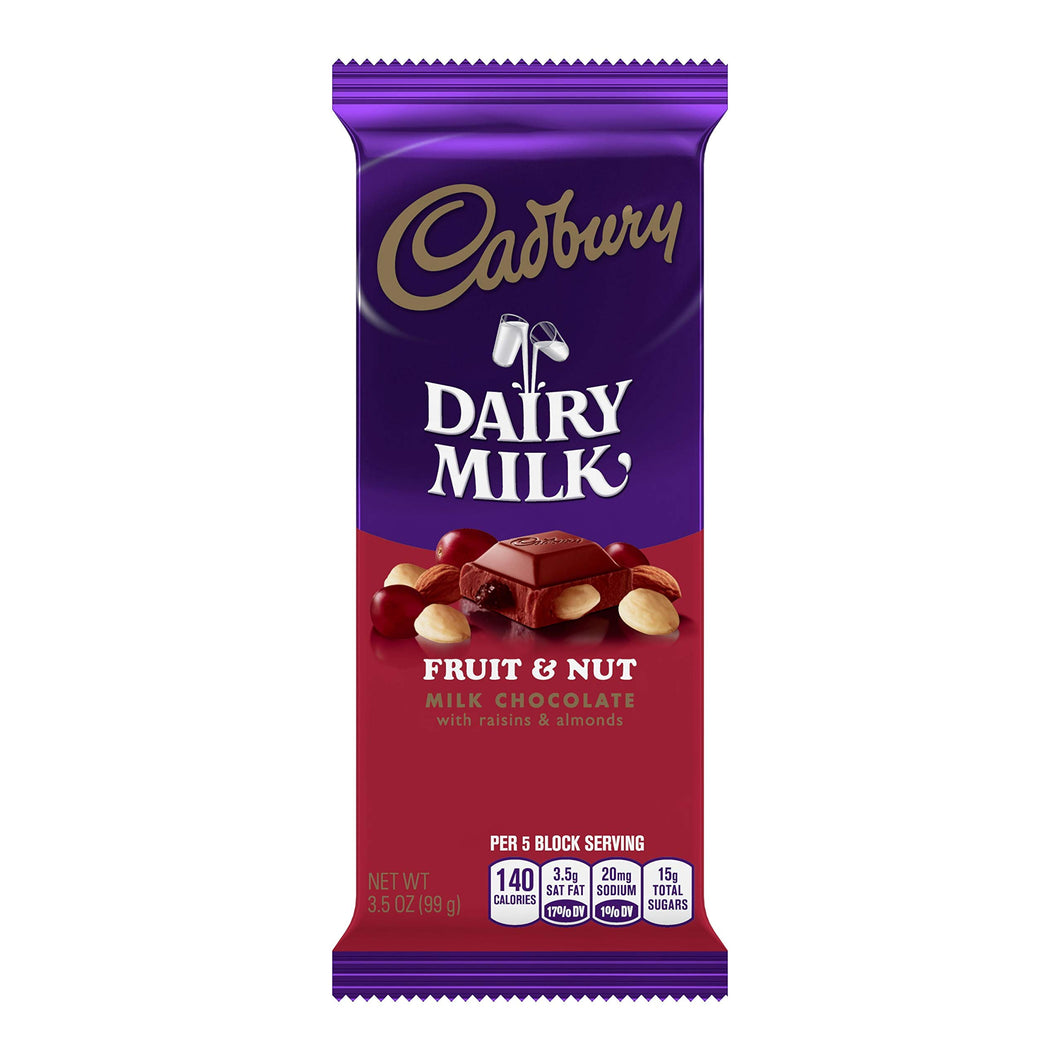 Cadbury Chocolate Candy Bar, Fruit and Nut